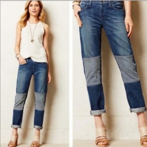 Anthropologie Denim - Anthropologie Patchwork Boyfriend Jeans in Two-Tone Blue